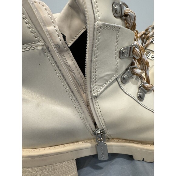 Blondo Waterproof Ankle Boots Cream Leather Lug Sole Lace Up Zip Women’s 6W - Picture 4 of 9